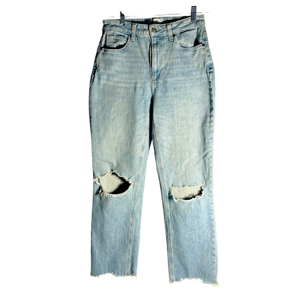 PAIGE Noella High Rise Busted Knee Lightwash Jeans Sz 26